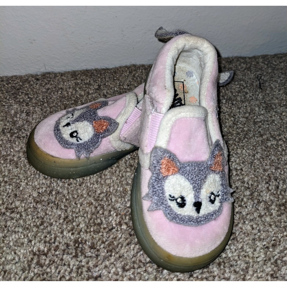 Vans Toddler Slip-On Shoes Pink Fox Face Sneakers Size 5 Kids Casual‎